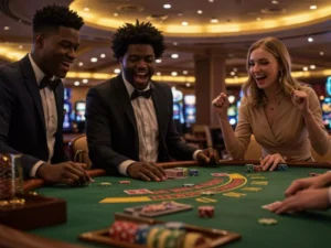 Happy twins enjoying online casino fun at ubet95