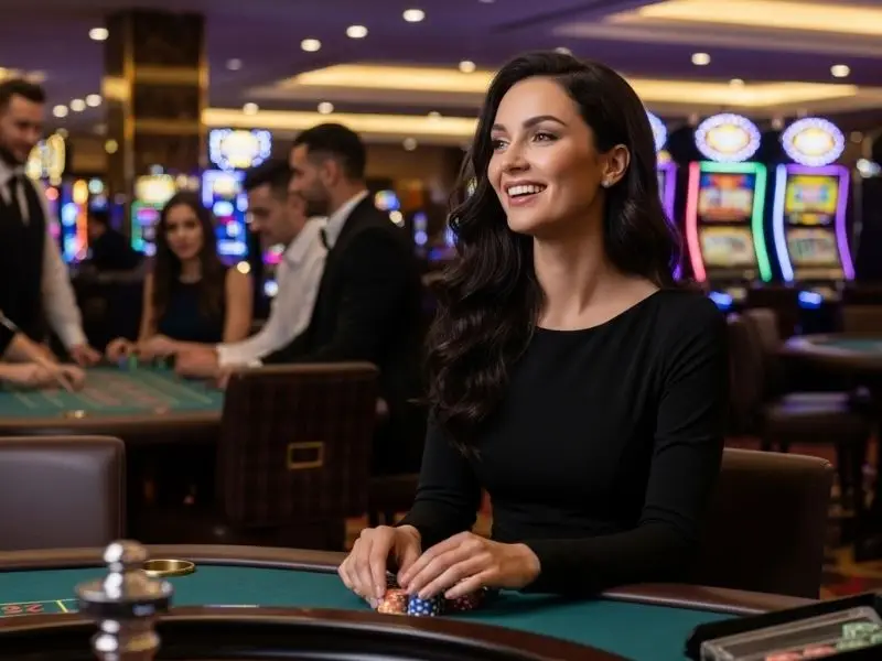 Lady enjoying roulette game in a casino - 55bmw com ph login