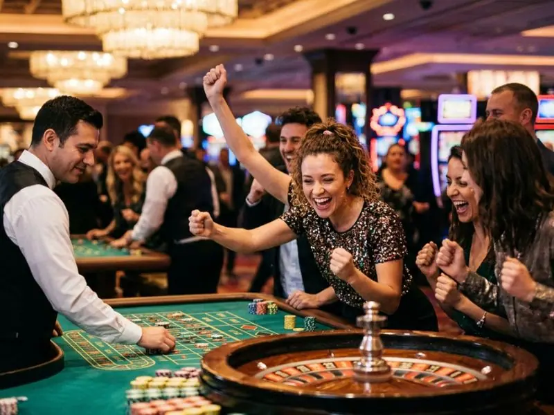 777 pub online casino spin and feel the happy casino adrenaline lively casino scene with spinning slots lights and excited players