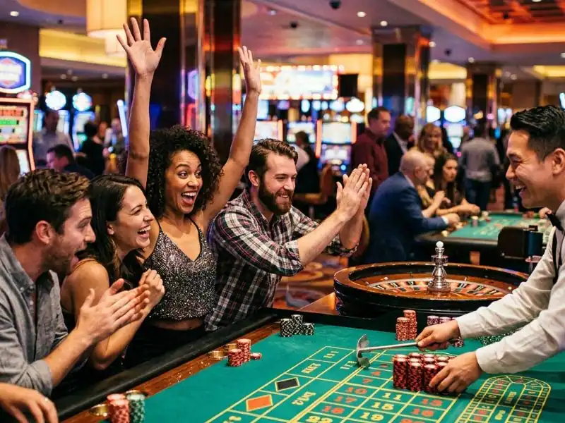 solaire online casino fun and happy times are here at the casino casino floor with lights and players