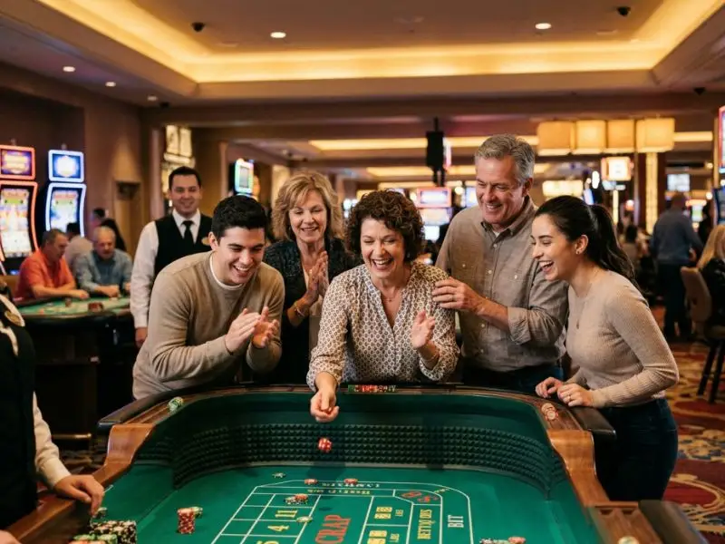 Mega Panalo Casino player laughing softly after a successful online casino hand
