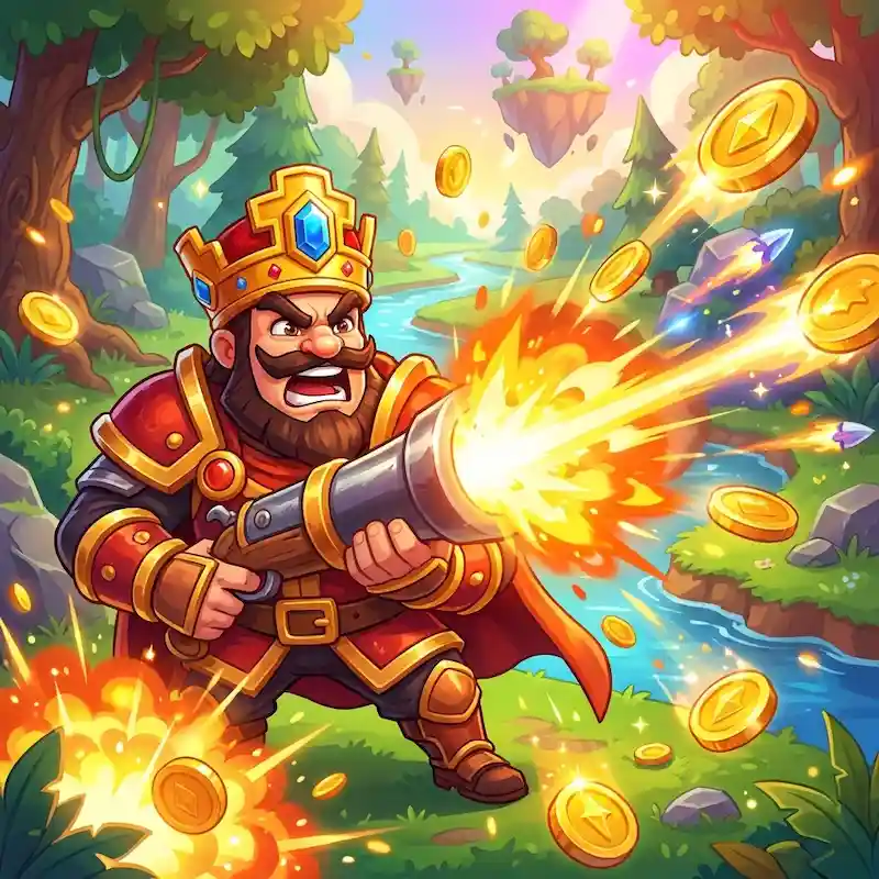 Boom Legend JILI fishing game character shooting cannon with gold coins