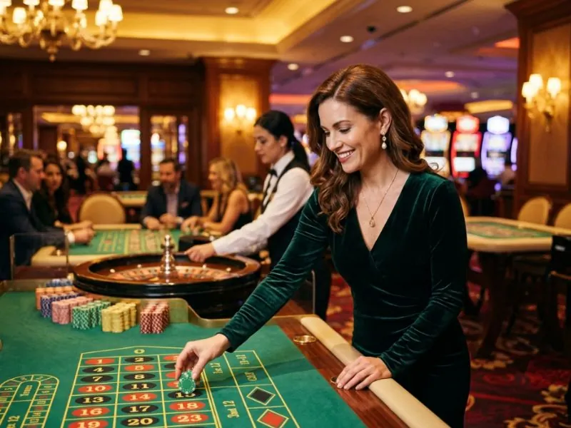 lucky cola.com casino beautiful woman enjoying a relaxing luxurious casino experience