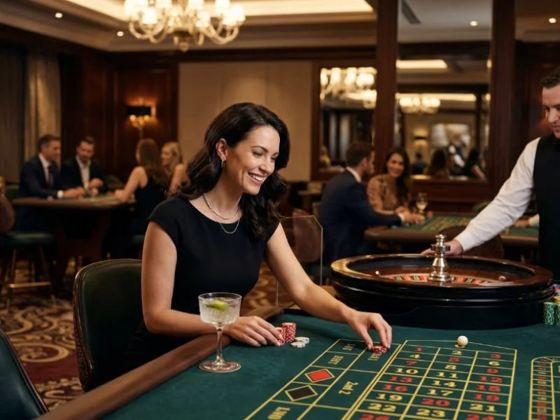 777 casino gcash player enjoying the vibrant energy of a busy casino floor.