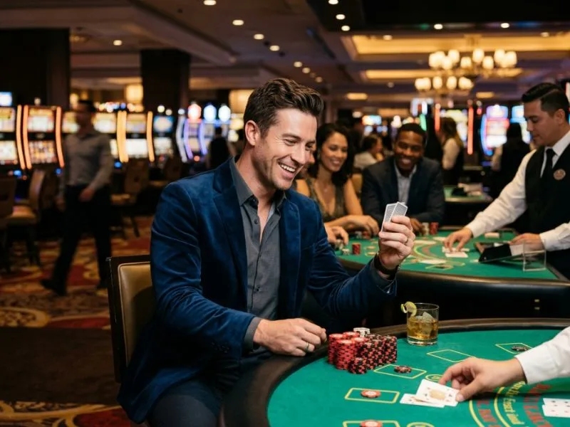 apex online casino player focused on the game in a premium casino setting.