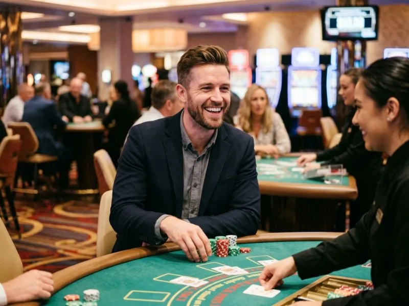 apex ph player enjoying a fun and modern casino environment with a confident smile.