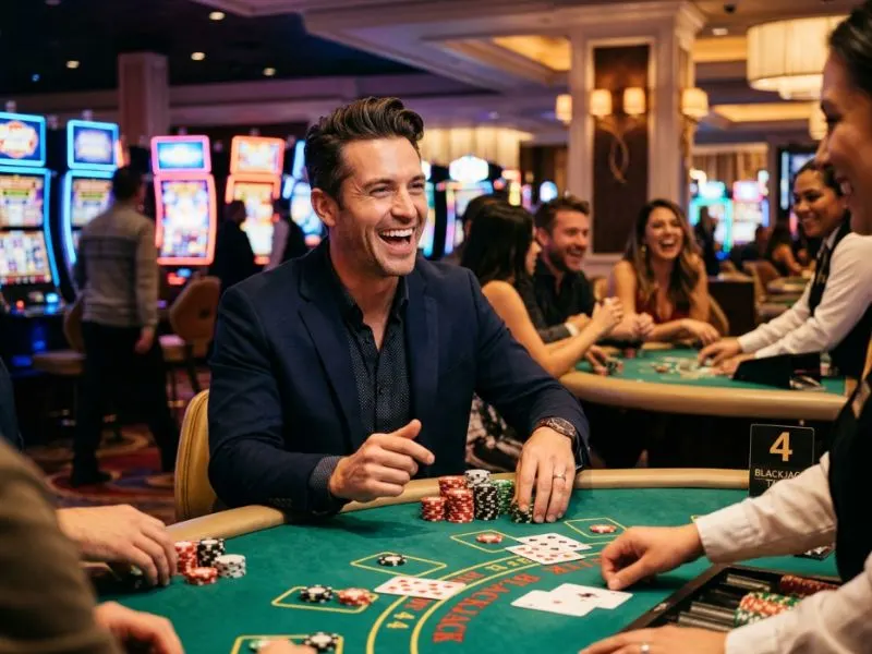 apex ph player in a sharp suit enjoying an upscale casino atmosphere.