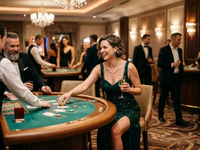 casino plus gcash player smiling while enjoying a premium casino environment.