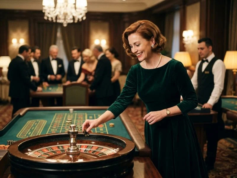 gcash casino player surrounded by luxury and elegance at a stylish casino resort.