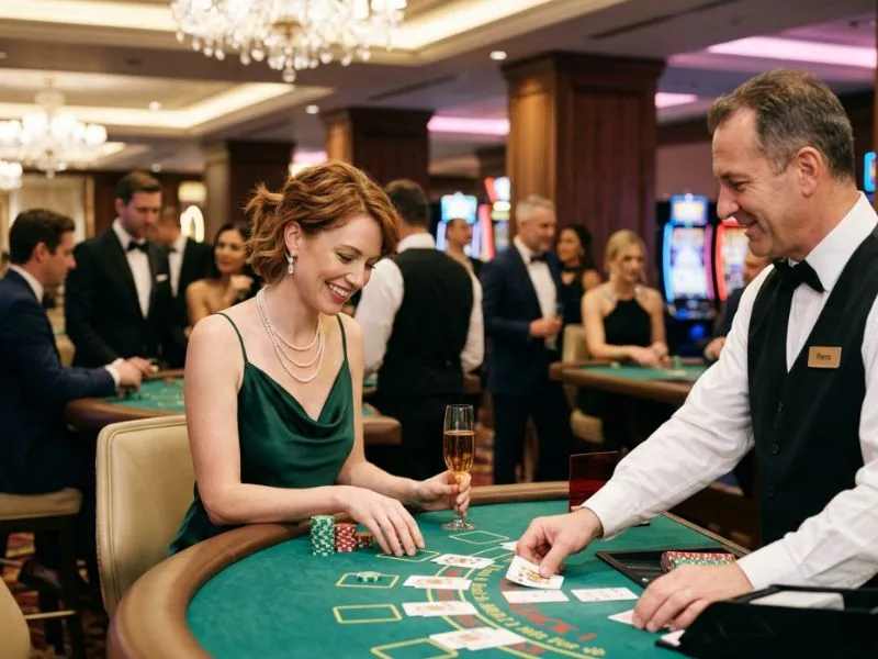 gcash online casino player enjoying a luxurious casino evening with confidence.