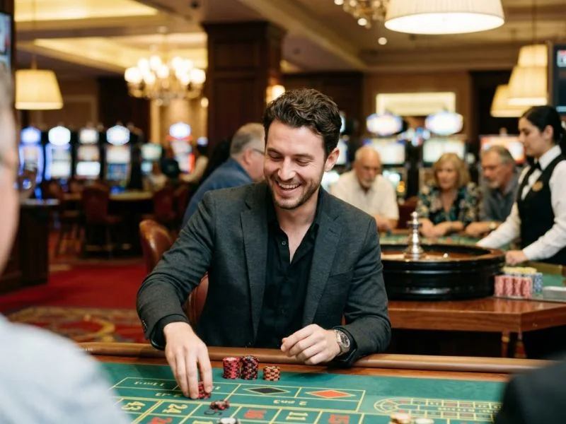 online casino philippines gcash player relaxing in a vibrant casino atmosphere.