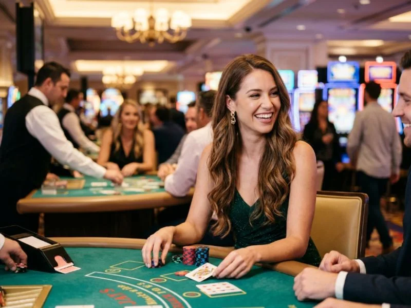 Confident woman enjoying various casino games on Bingo Bonanza Philippines platform