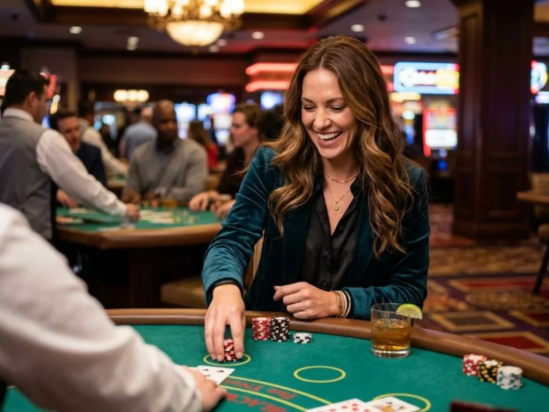 Focused woman making calculated bets while playing at Bingo Bonanza Philippines online casino