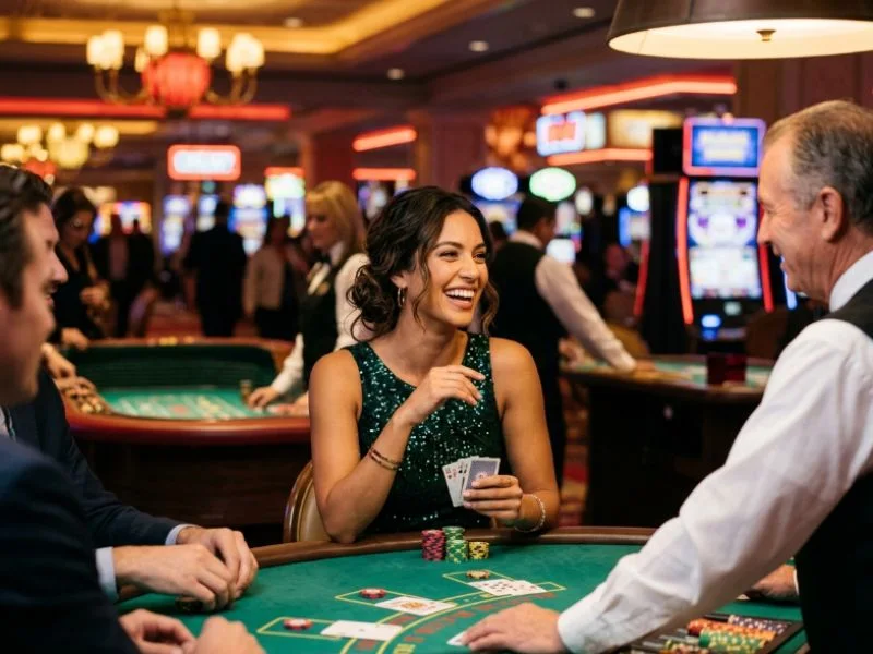 Confident woman enjoying games with GCash while focusing on strategy and responsible gaming