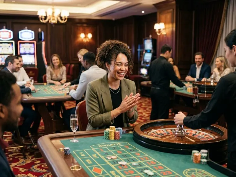 Woman enjoying GCash games earn money while balancing luck and thoughtful gameplay