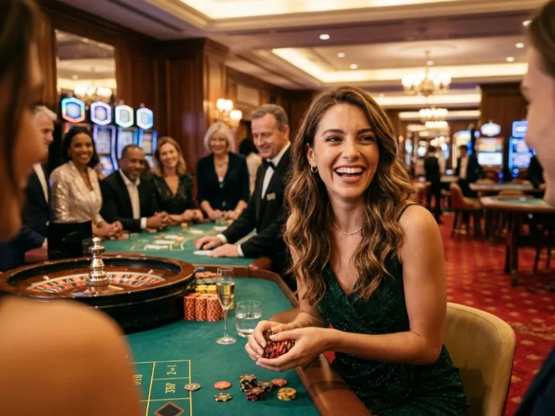 Woman enjoying every moment of her casino adventure at an online casino Philippines platform