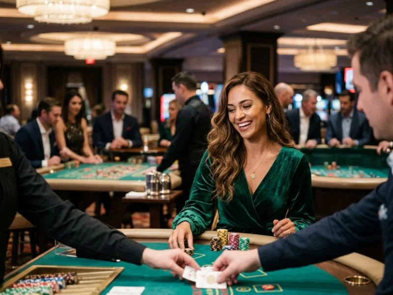 Woman confidently playing popular slot games at an online casino Philippines platform
