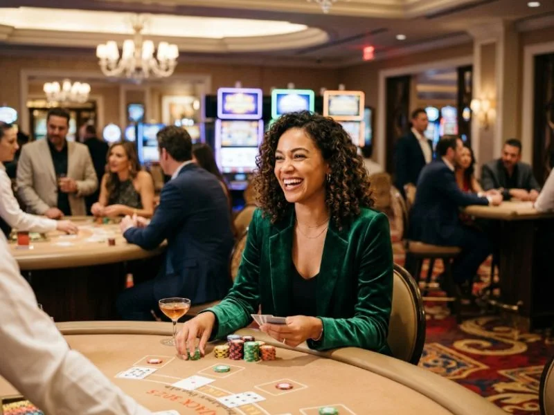 Experienced woman casino player using smart strategies at a PAGCOR accredited online casino