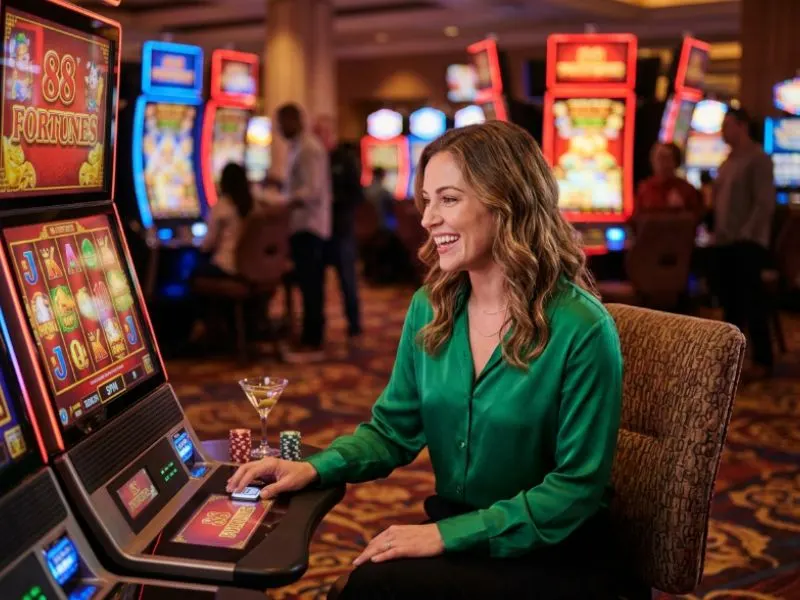 Stylish woman confidently playing online casino games with PAGCOR Online Casino GCash