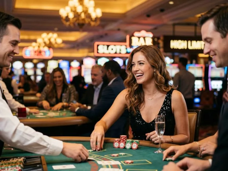 Stylish woman enjoying every casino round on a platform with a PAGCOR online gaming license