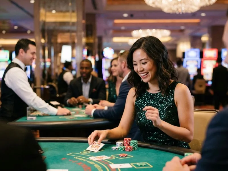 Stylish woman enjoying every casino round on a platform with a PAGCOR online gaming license