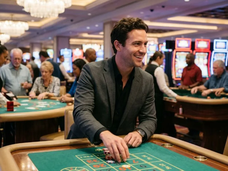 Confident man placing strategic bets on live casino tables with Scatter Game GCash