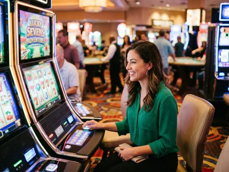 Woman enjoying casino games with Scatter Game GCash while playing responsibly within her limits