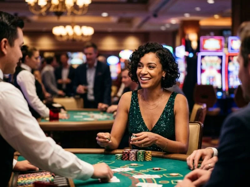 Woman confidently playing casino games with Scatter Game GCash with precision and focus