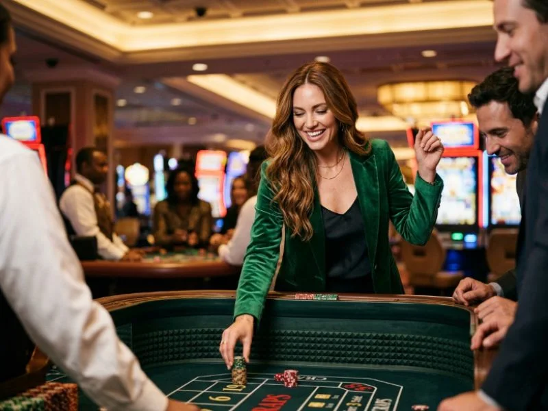 Woman smiling while holding casino chips at Jiliko online casino