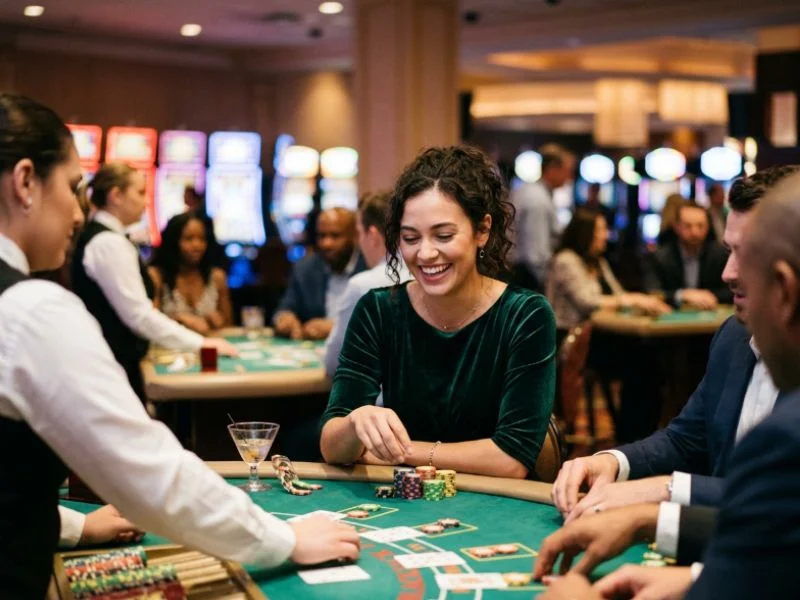 Woman reacting excitedly to a winning number at MWPlay888 online casinos