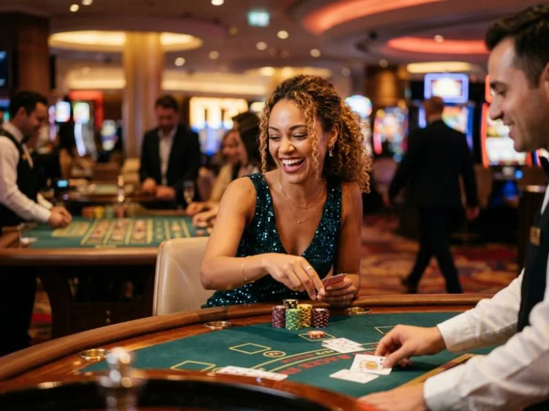 Woman enjoying a sophisticated night at PCSO online casino