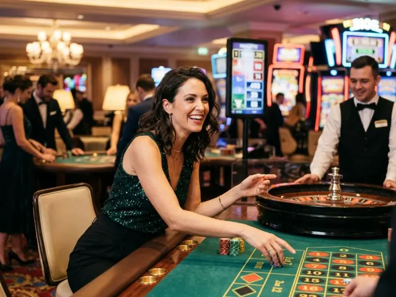 Woman celebrating with friends at PH444 online casino