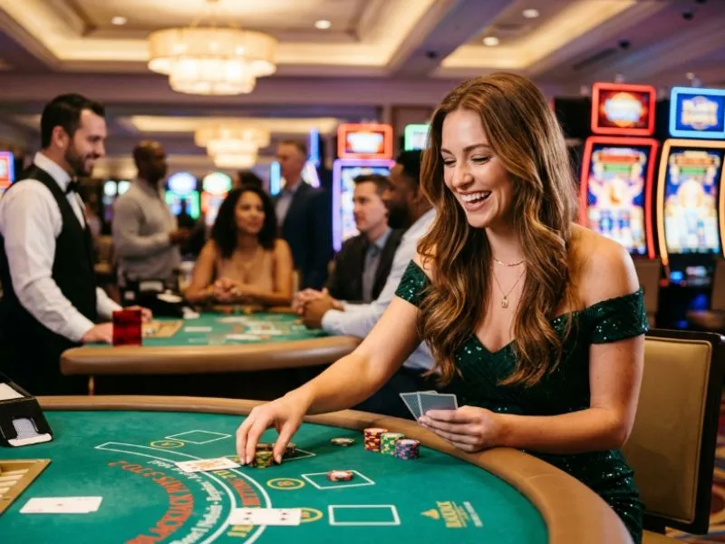 Woman enjoying a glamorous atmosphere at PH444 online casino