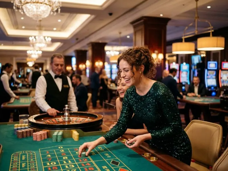 Woman enjoying a glamorous casino evening with Star PH online casino