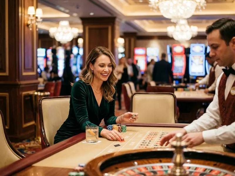 Woman enjoying an evening of casino games at Milyon 888 online casino.