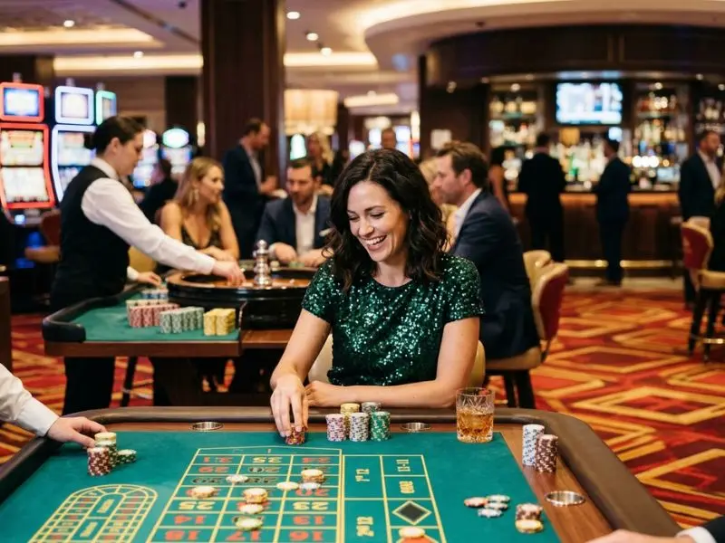 Confident woman focused on casino games for Pacquiao online casino.